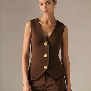 Brown corduroy Vest with Gold Buttons